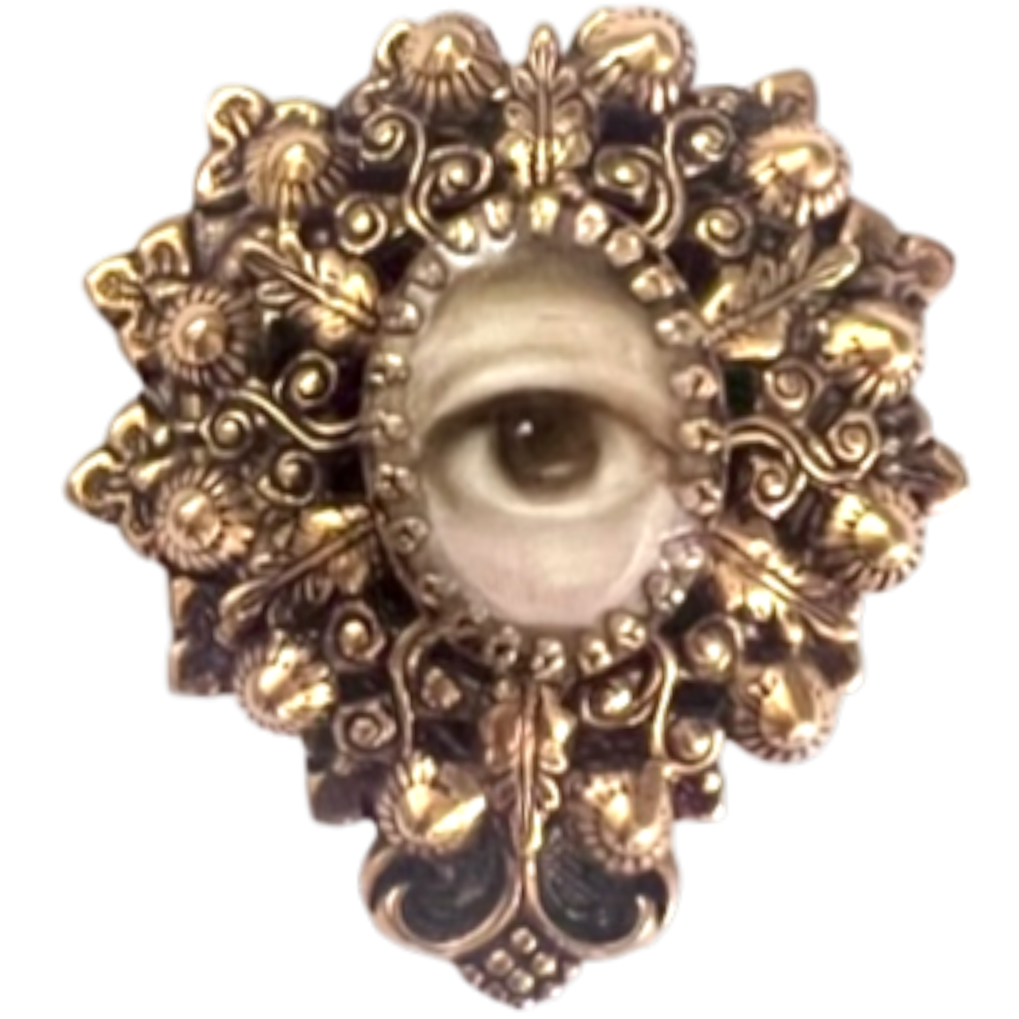 No. 1671 Lover's Eye Gold Foliate Brooch