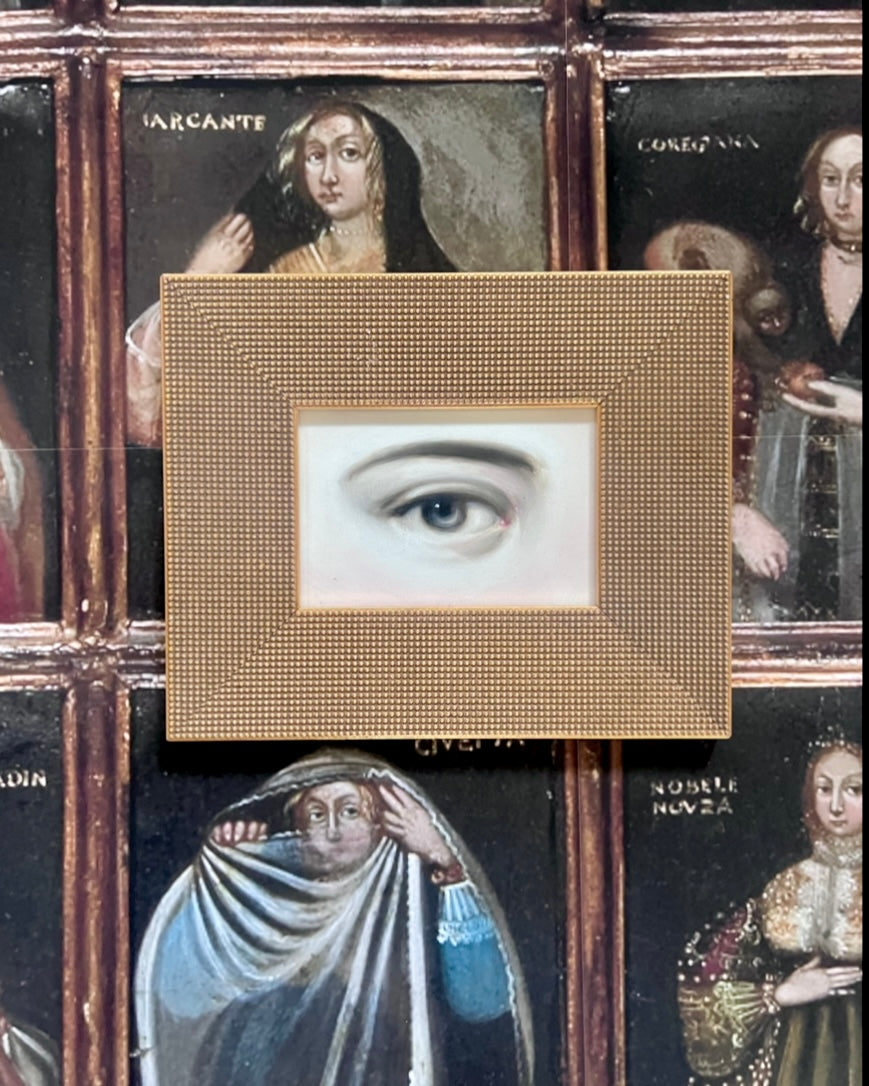 No. 2288 Lover's Eye Painting in a Gold Beaded Frame