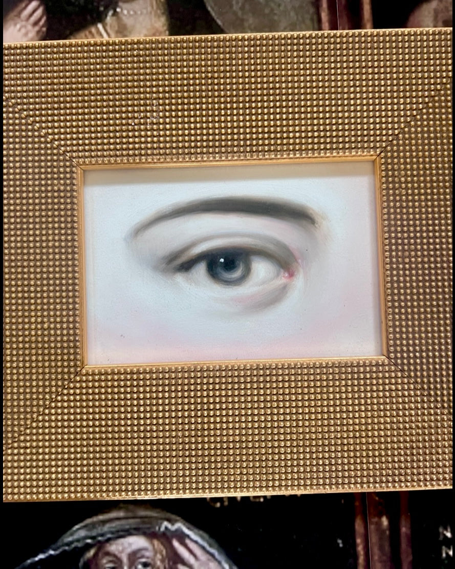 No. 2288 Lover's Eye Painting in a Gold Beaded Frame