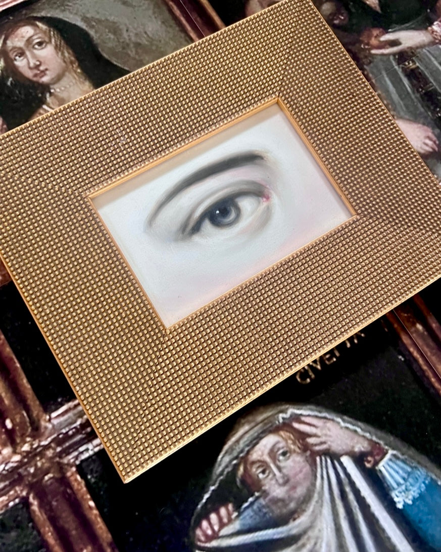 No. 2288 Lover's Eye Painting in a Gold Beaded Frame