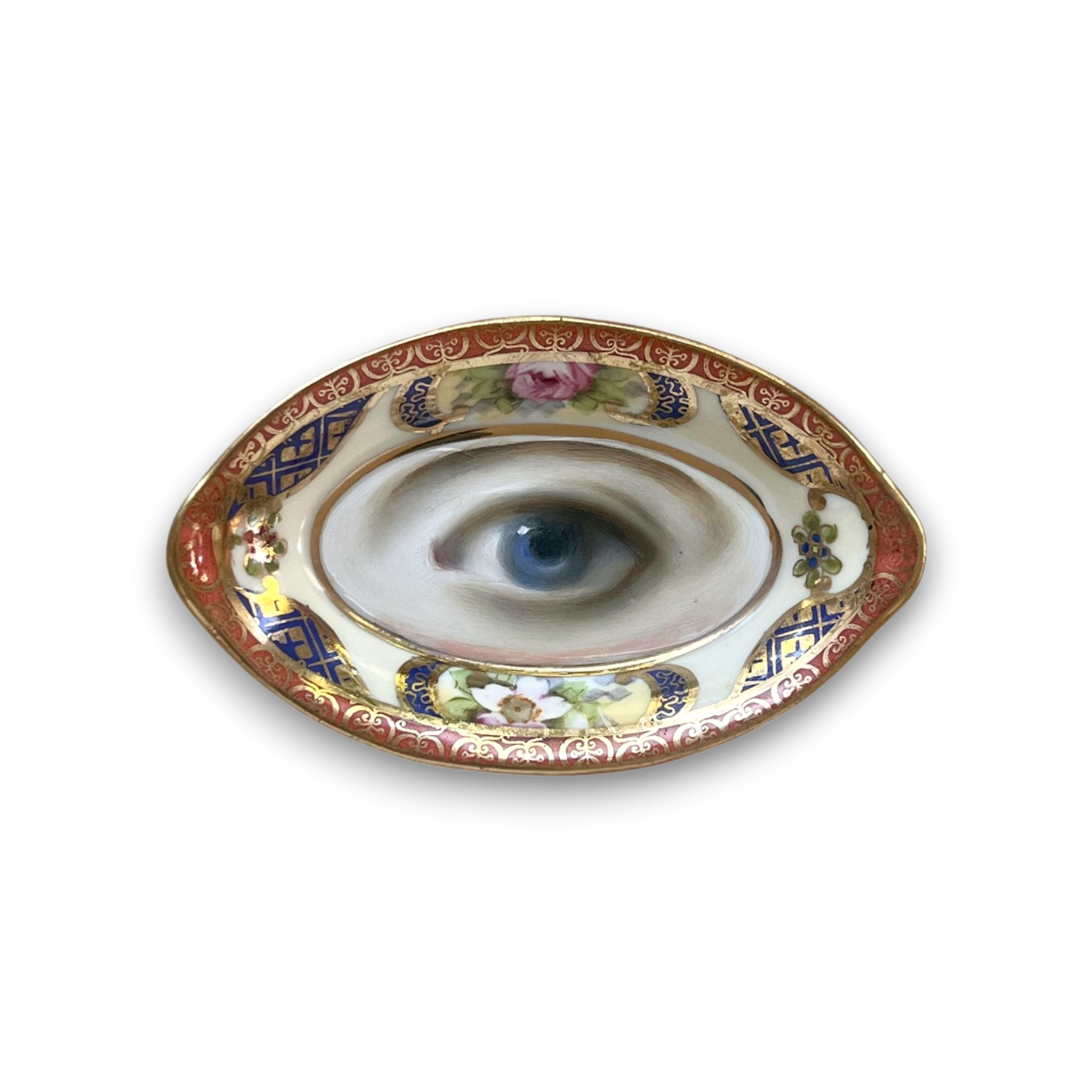 No. 3768 Lover’s Eye Painting on a Mini Butter Pat Plate