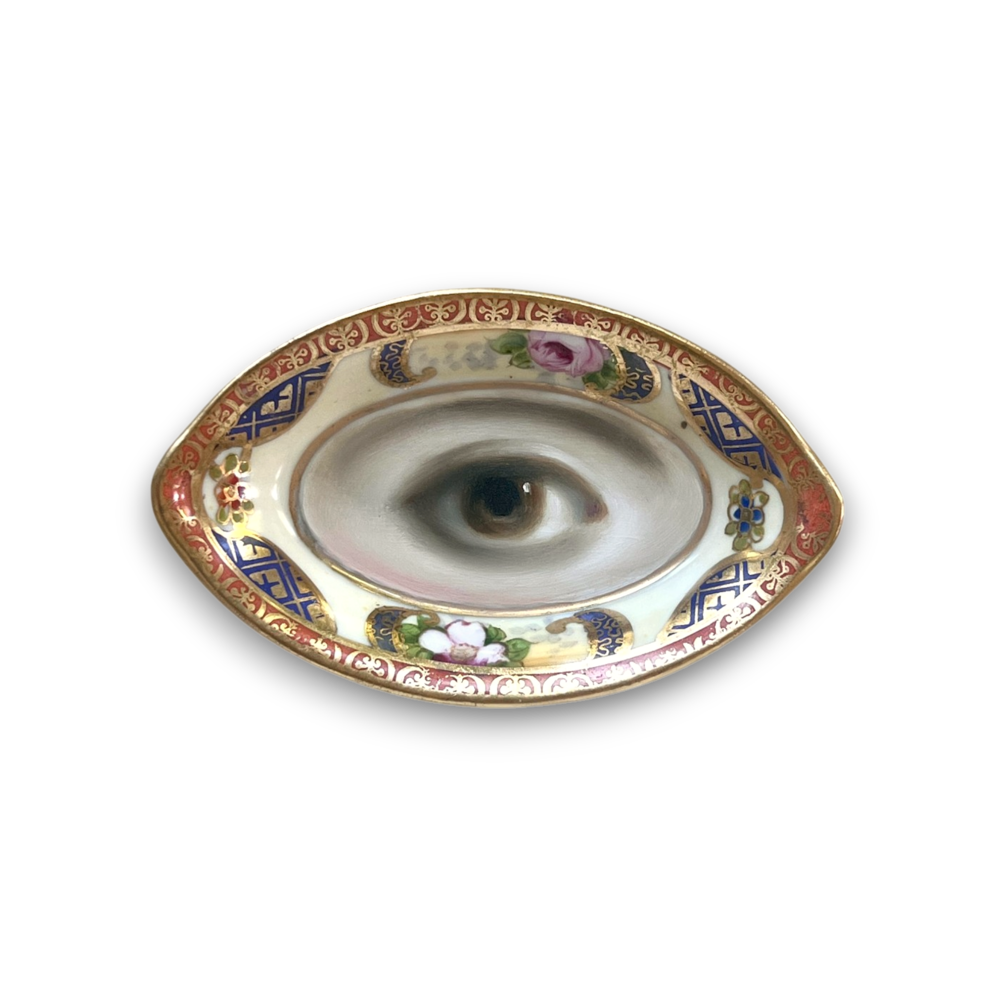 No. 3769 Lover’s Eye Painting on a Mini Butter Pat Plate