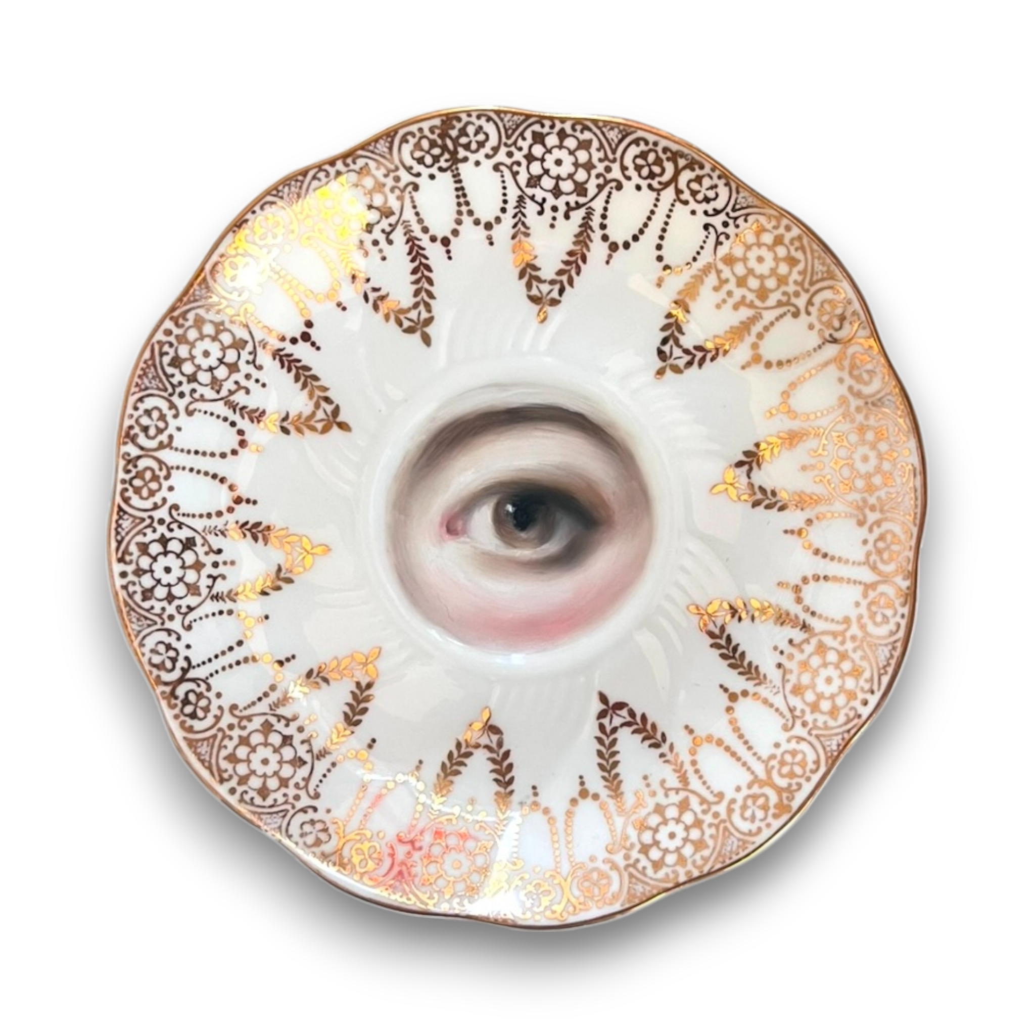No. 2798 Lover's Eye Painting on an English Gold Garland Plate