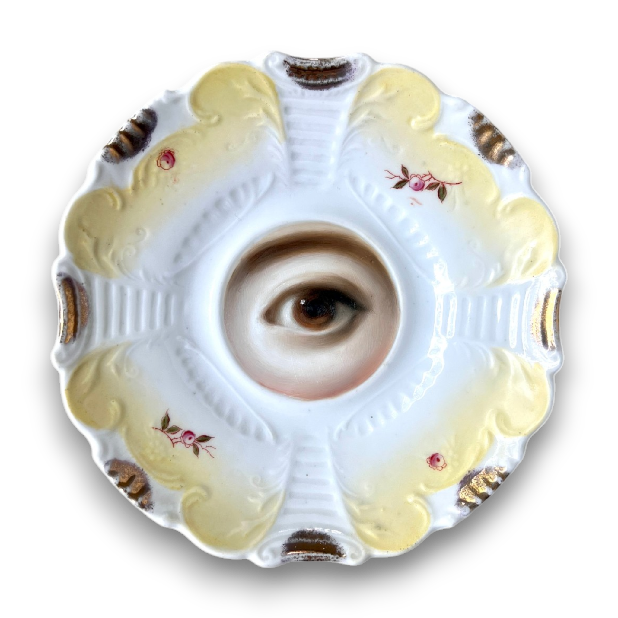No. 3780 Lover’s Eye Painting on a Victorian Yellow Plate