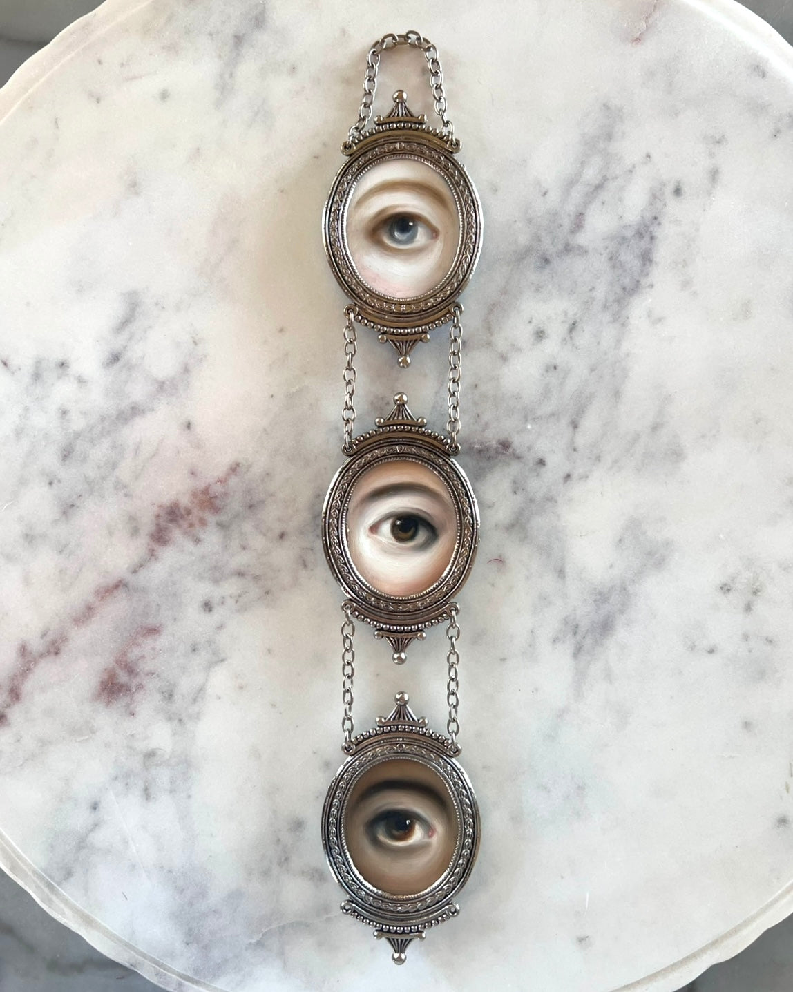 No. 2813 Lover's Eye Painting in a Triple Silver Frame