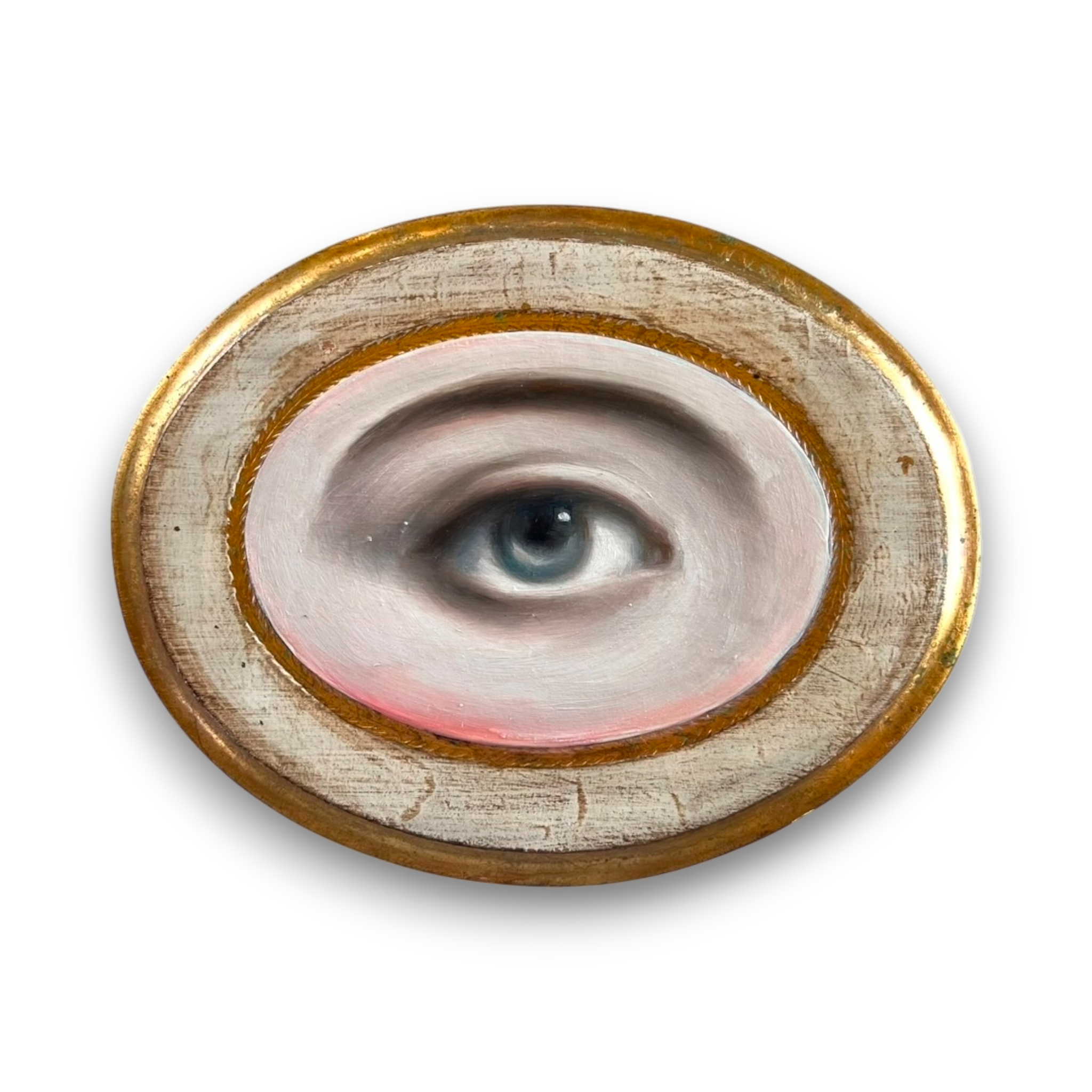 No. 2806 Lover's Eye Painting on an Italian White & Giltwood Frame