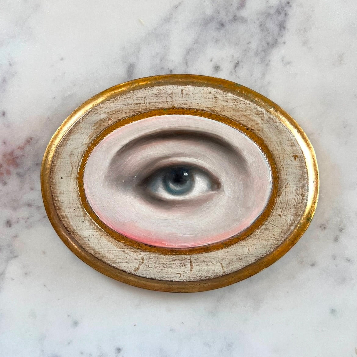 No. 2806 Lover's Eye Painting on an Italian White & Giltwood Frame