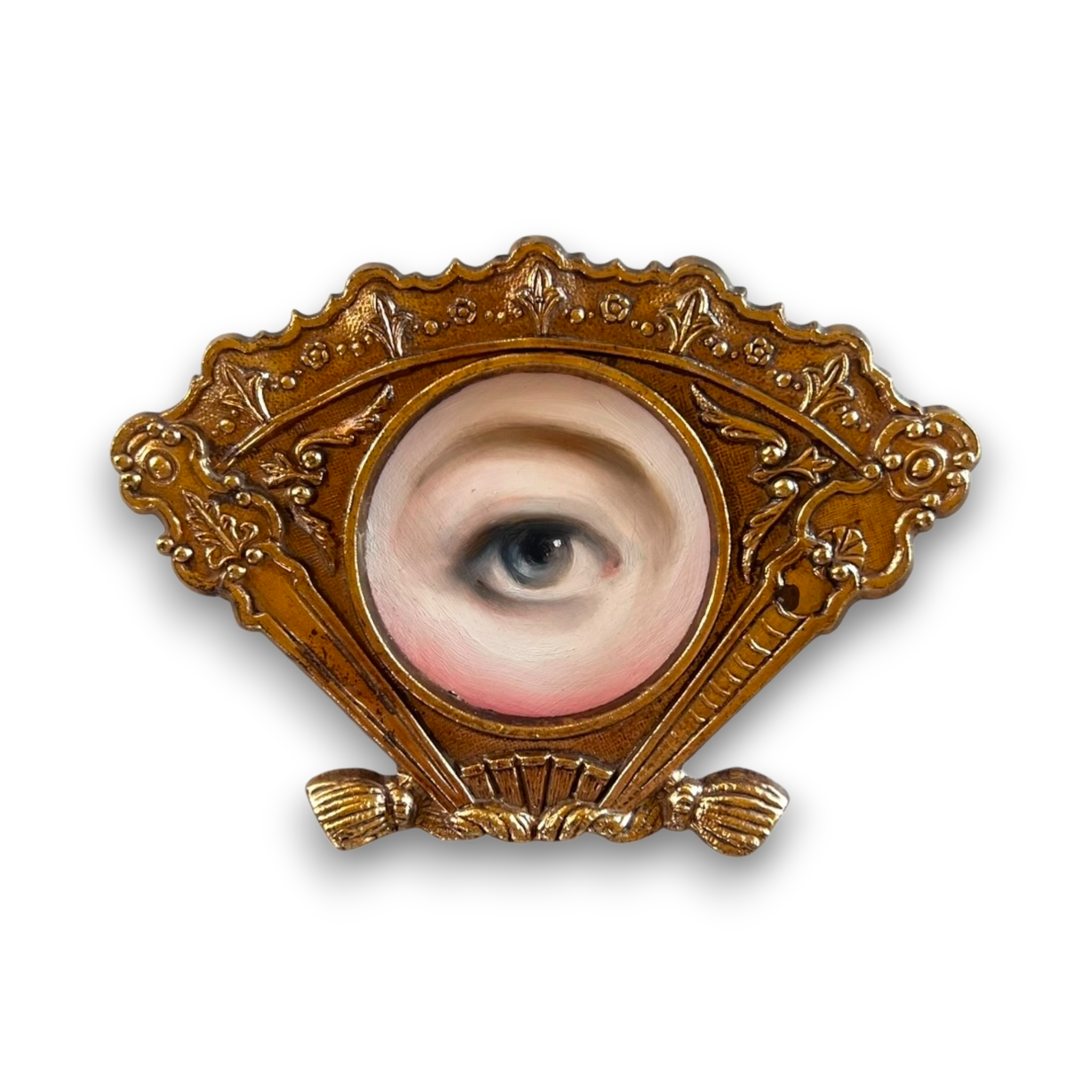 No. 2820 Lover's Eye Painting in a Fan-Shaped Frame