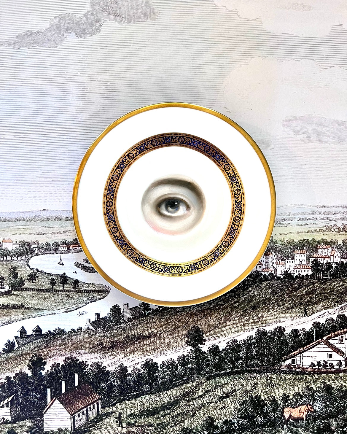 No. 2305 Lover's Eye Painting on an English Royal Doulton "Harlow" Plate