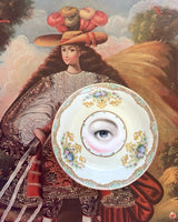Lover's Eye Painting on a Pale Yellow Floral Plate