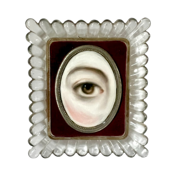 Lover's Eye Painting in a Glass & Velvet Oval Frame