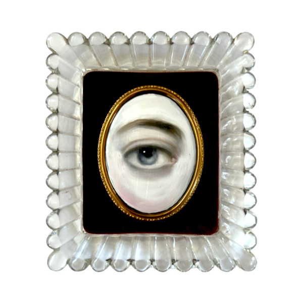 New! - Lover's Eye Painting in a Glass & Velvet Oval Frame