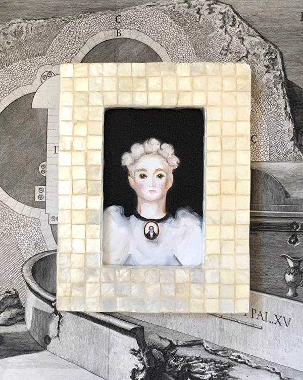 Storybook Portrait of a Lady with a Miniature Portrait Brooch