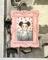 Storybook Portrait of a Lady in a Pink Frame