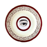 Lover's Eye Painting on an English Red and Gold Plate