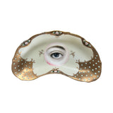 Lover's Eye Painting on a Cream & Gold Crescent Plate