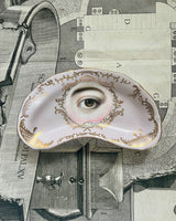 Lover's Eye Painting on a Pink & Gold Crescent Plate