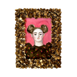 Storybook Portrait of a Lady in a Gold Flower Frame