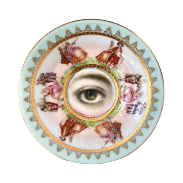 New! - Lover's Eye Painting on Rococo Courting Scene Plate