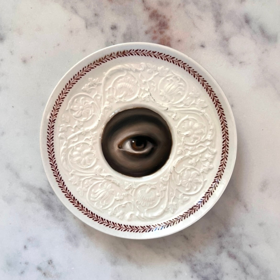 No. 2827 Lover's Eye Painting on a Wedgwood "Patrician" White Plate