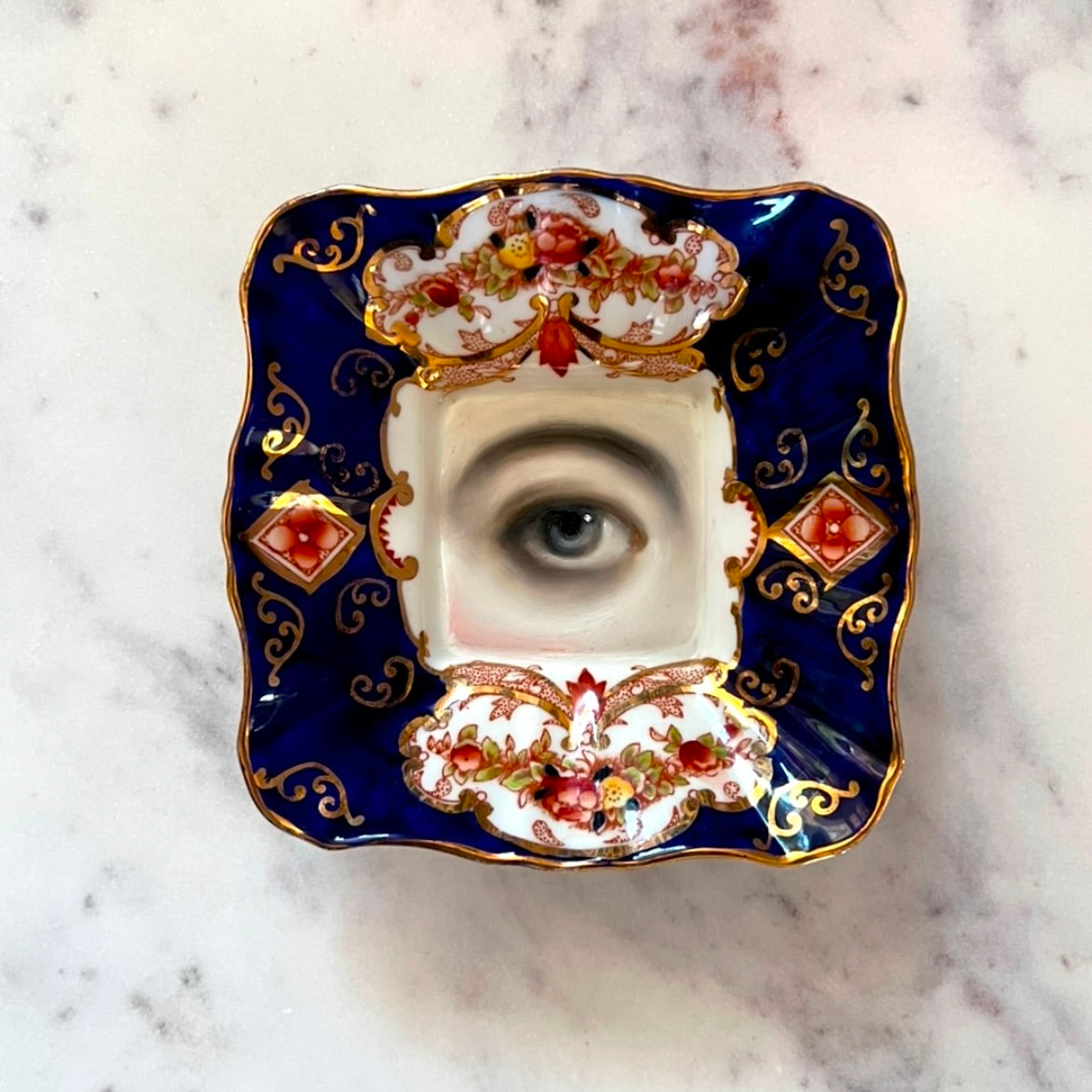No. 2830 Lover's Eye Painting on an English Royal Albert Dish