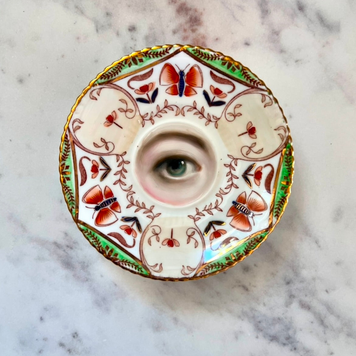 No. 2832 Lover's Eye Painting on an English Butterfly Plate