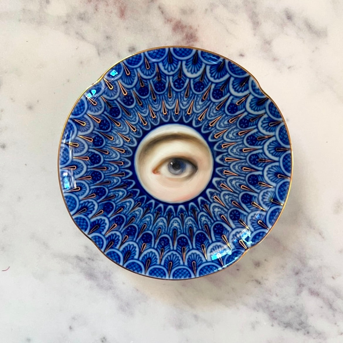 No. 2835 Lover's Eye Painting on a St. Petersburg Blue Plate