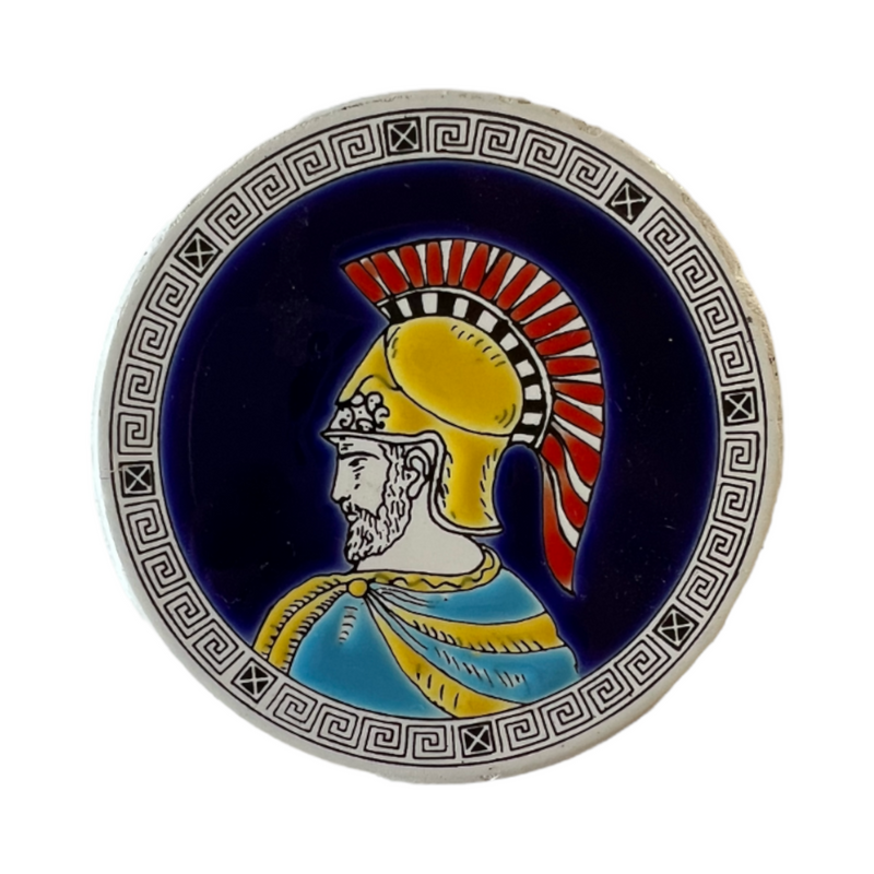 Vintage Greek Smaltotechniki Ceramic Tile Coaster