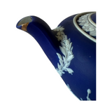 Antique Cobalt Blue Jasperware Wedgwood Teapot with Kintsugi Repair