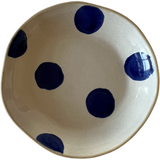 Handmade Blue and White Polka Dot Deep Plate