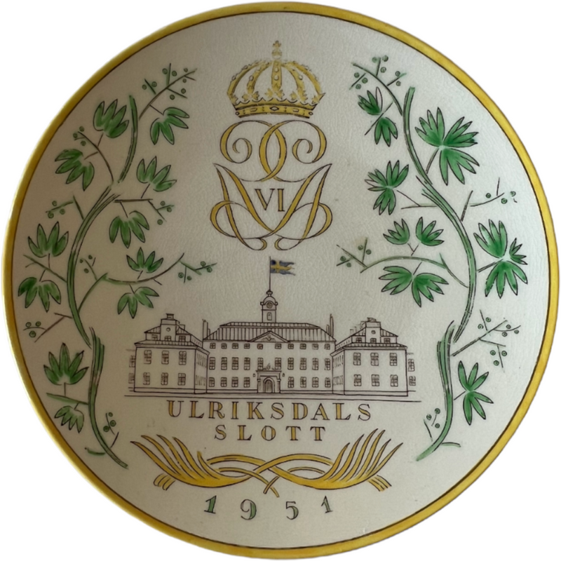 Vintage 1951 Swedish Gefle "Ulriksdals Slott" Castle Illustrated Plate