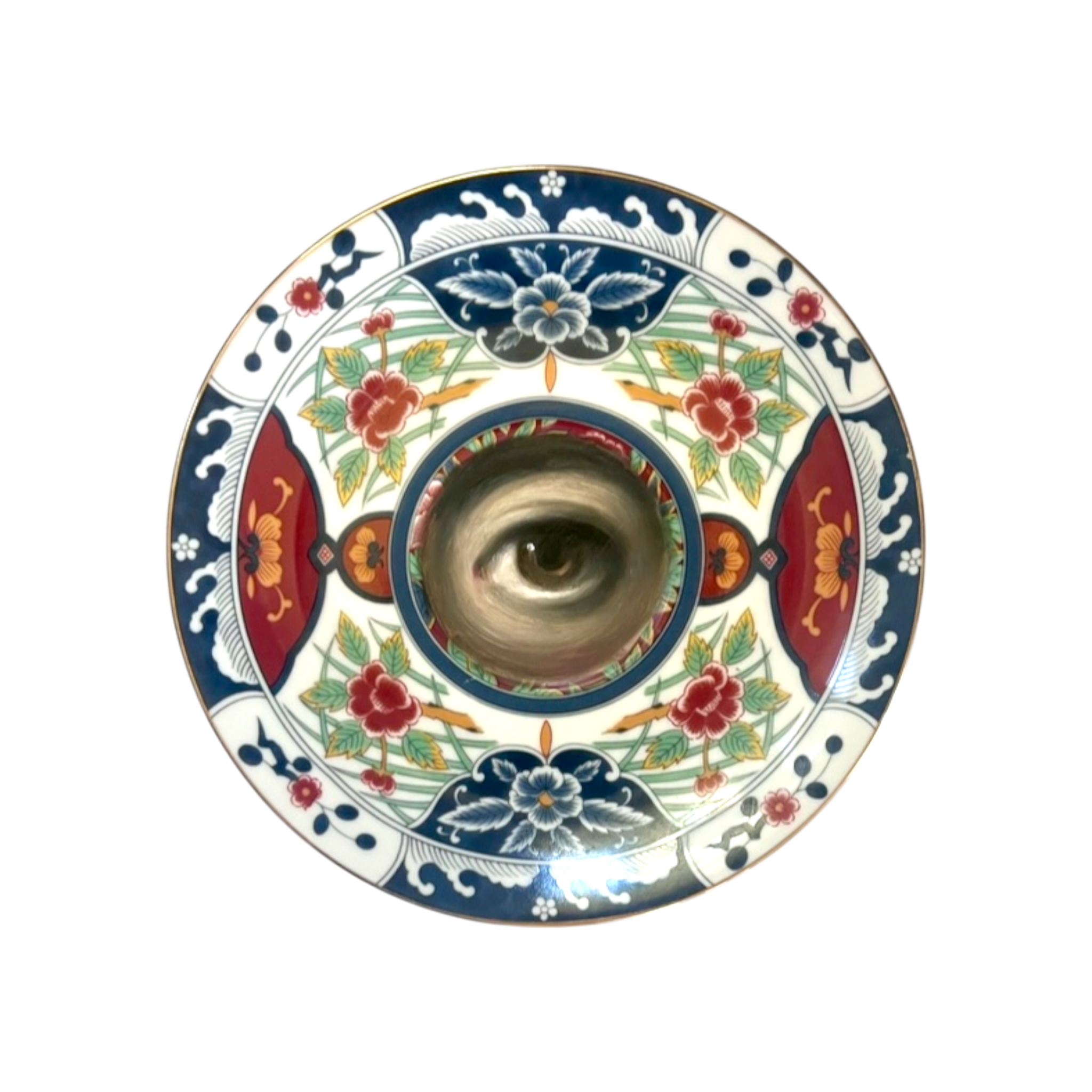 No. 2360 Lover's Eye Painting on a Gump's Imari Plate