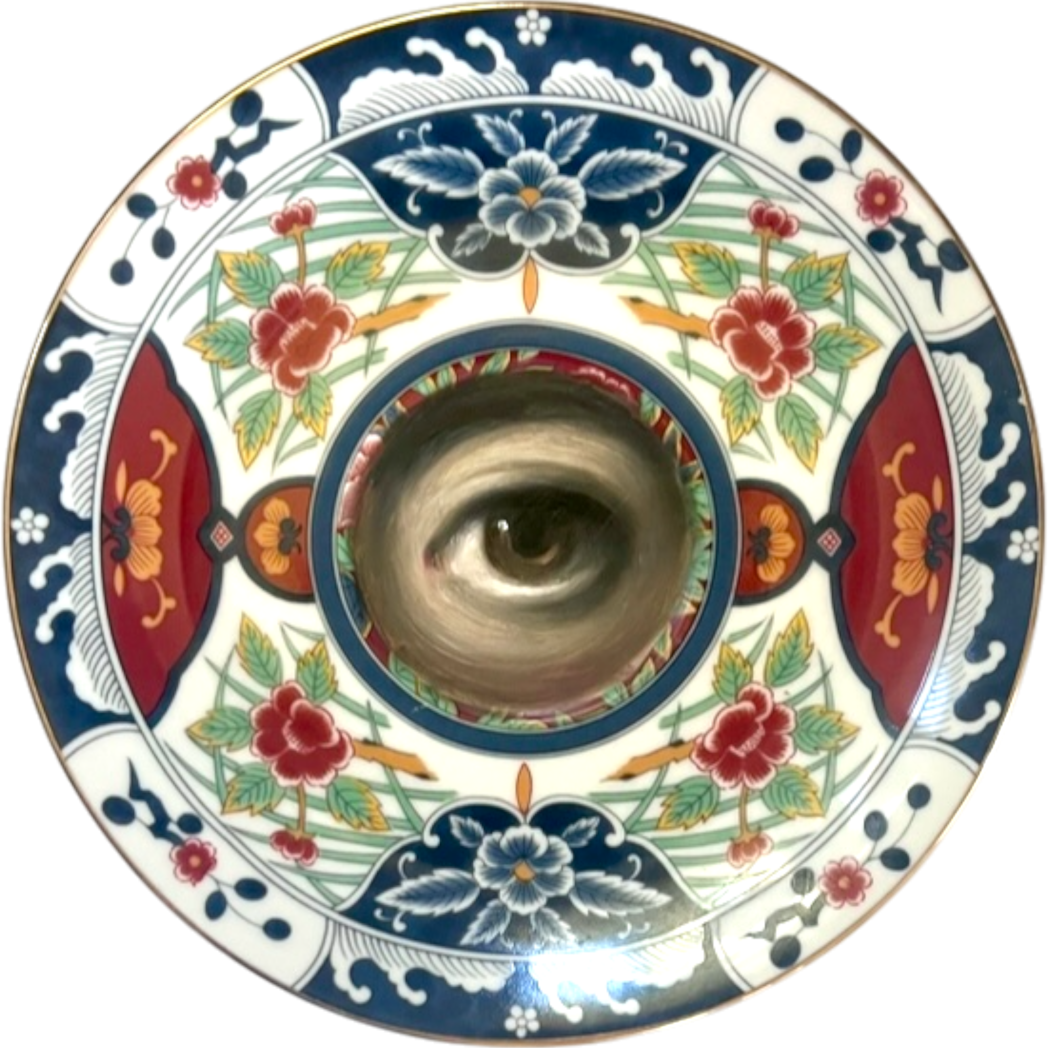 No. 2360 Lover's Eye Painting on a Gump's Imari Plate