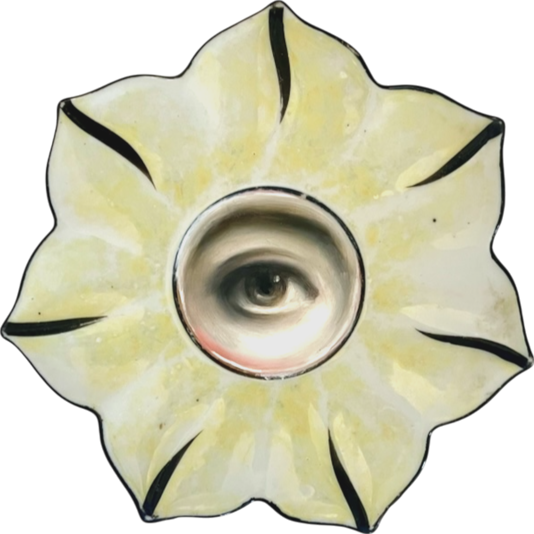 No. 2364 Lover's Eye Painting on a Daffodil Plate