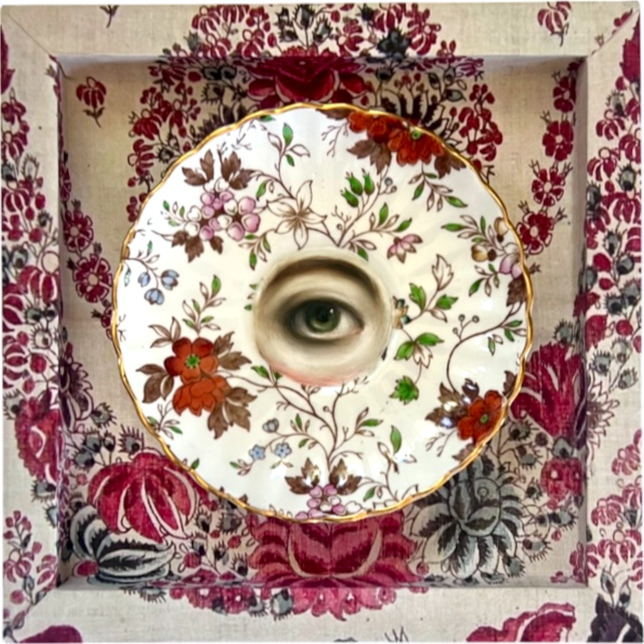 No. 2345 Lover's Eye Painting on an English Radford's "The Gatineau" Transferware Plate