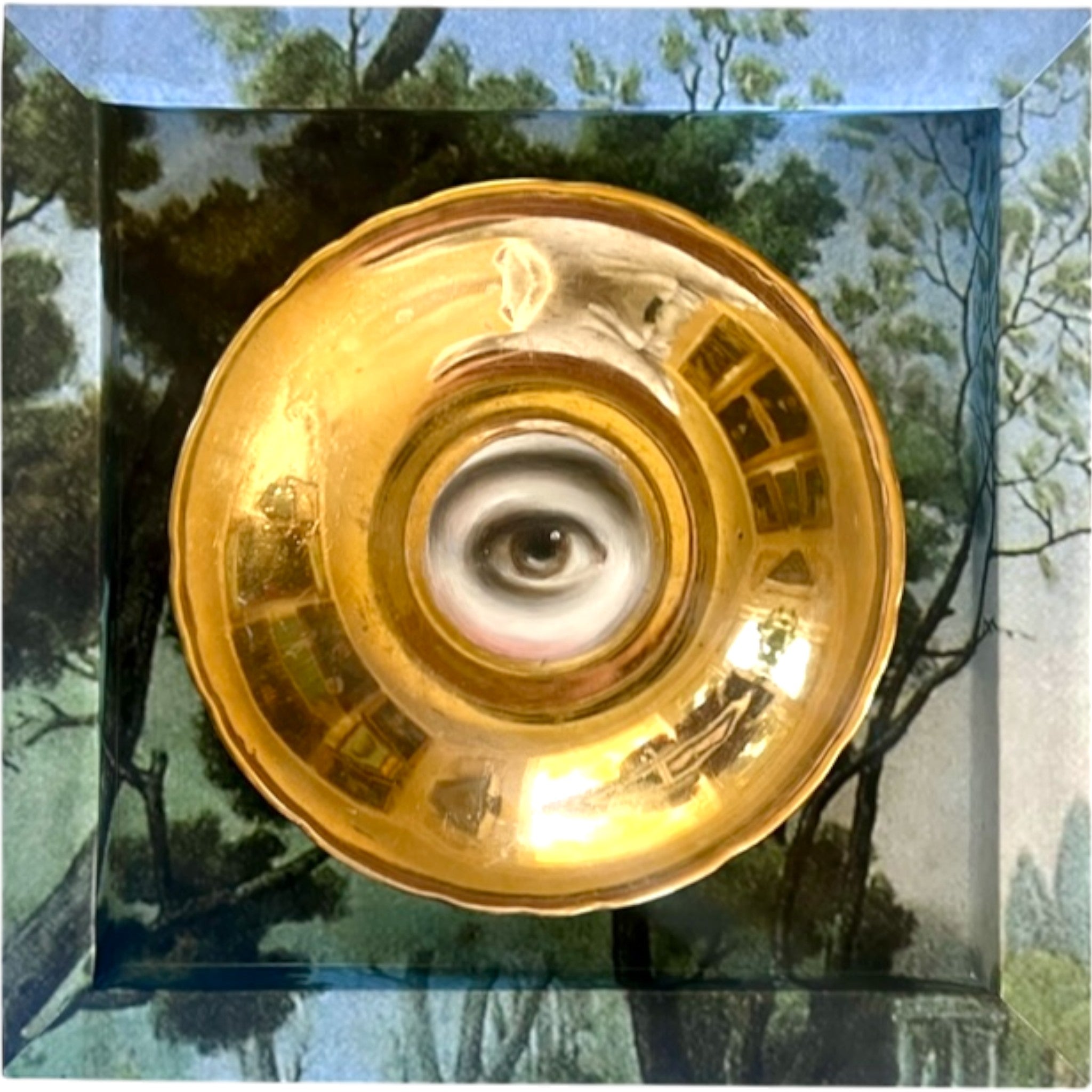 No. 2339 Lover's Eye Painting on an English Gold Luster Plate