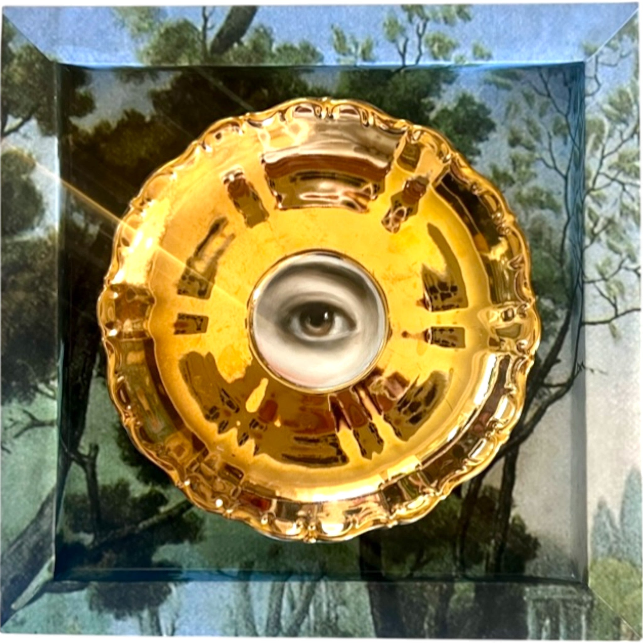 No. 2340 Lover's Eye Painting on a Bavarian Gold Luster Plate