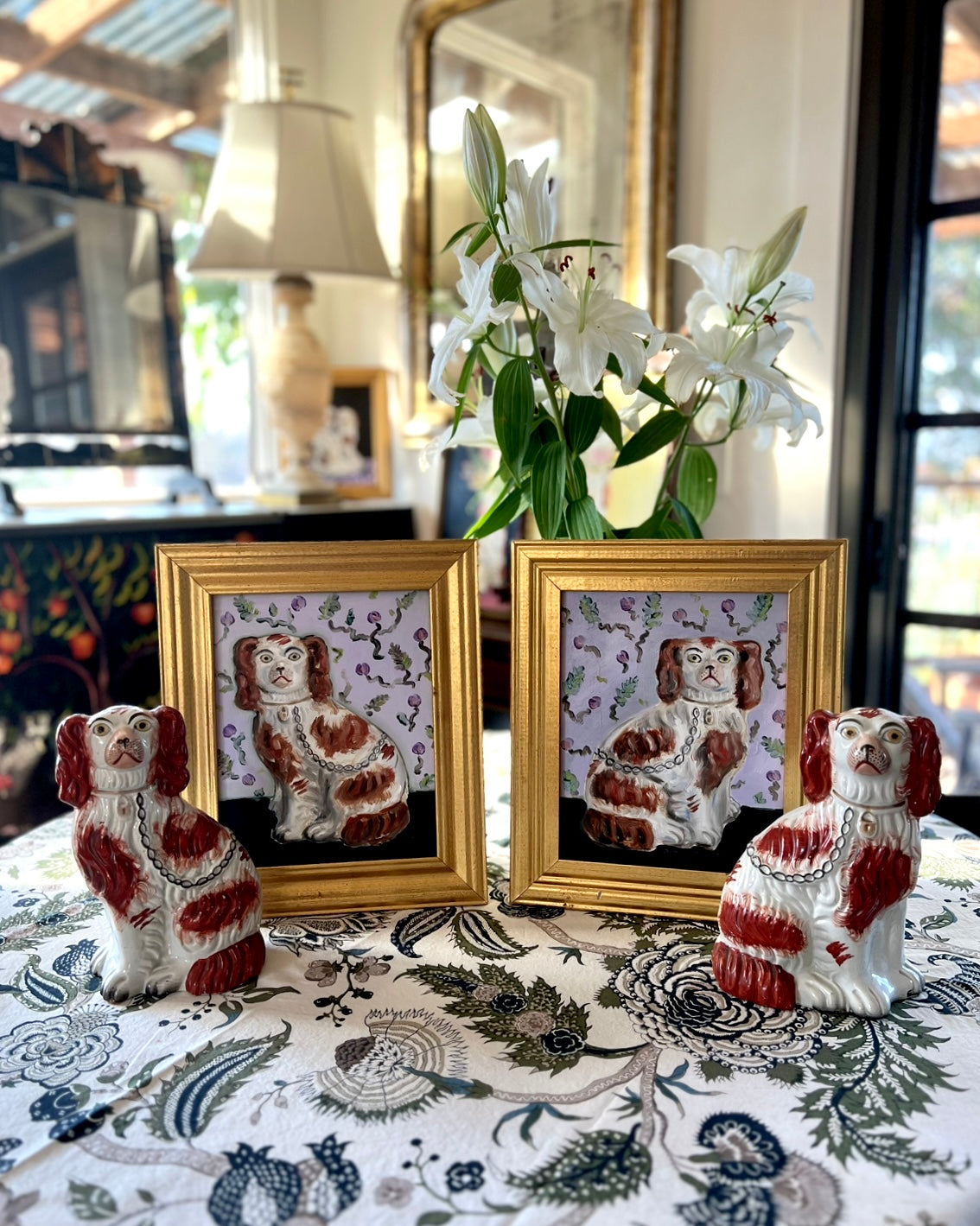 Crispin & Catherine the Red and White Staffordshire Spaniels Portraits
