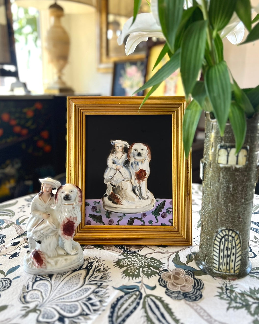 Arabella the Shepherdess and Leopold the Staffordshire Dog Portrait