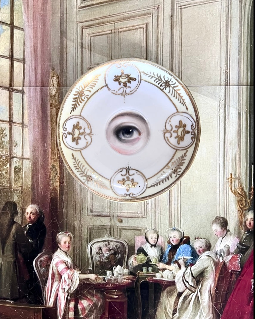 No. 2365 Lover's Eye Painting on a Gilt and Cream Plate