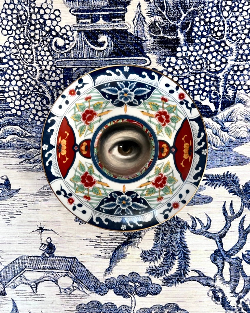 No. 2360 Lover's Eye Painting on a Gump's Imari Plate