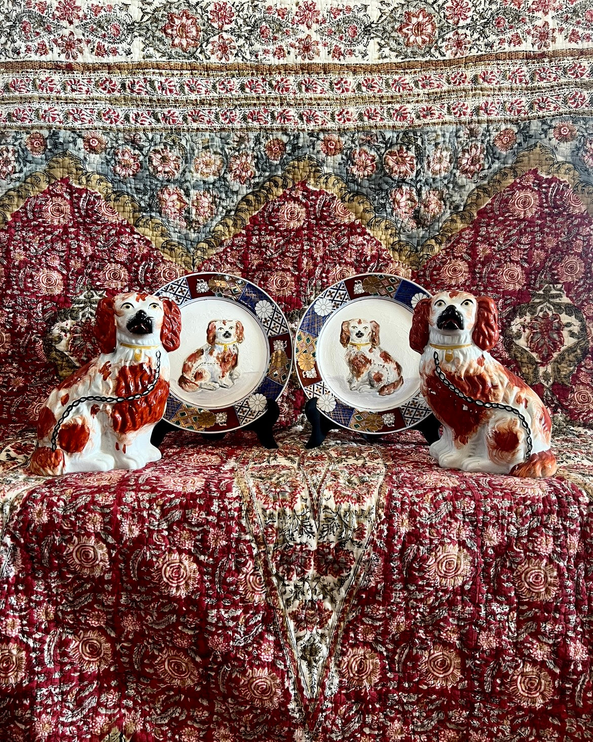 Elizabeth & Edward the Red and White Staffordshire Spaniels Portraits