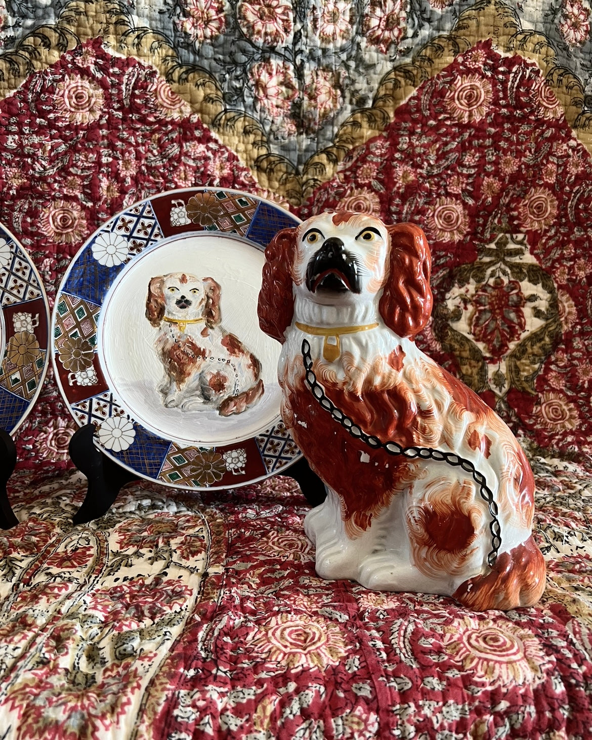 No. 1027 Elizabeth & Edward the Red and White Staffordshire Spaniels and Their Portraits