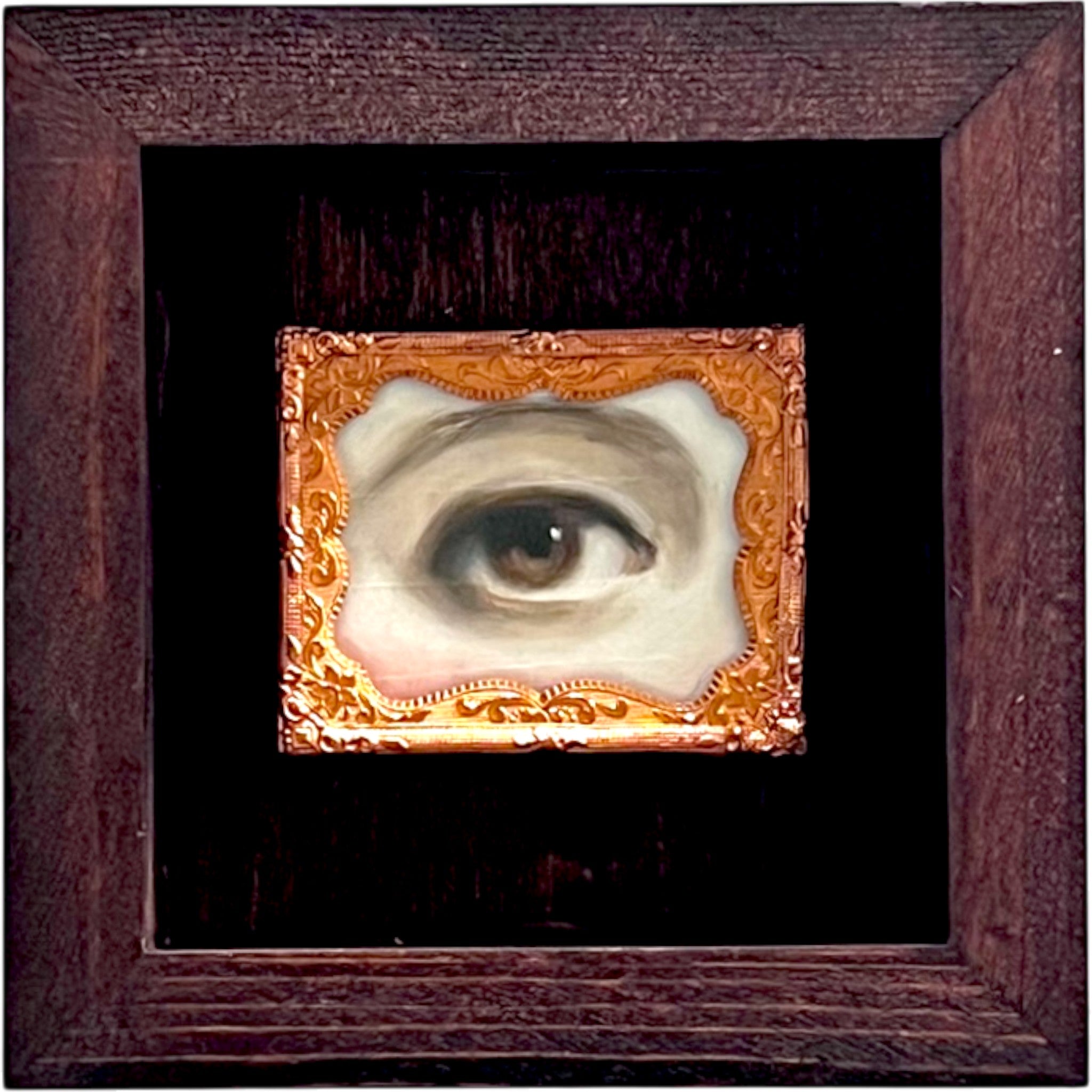 No. 2404 Lover's Eye Painting in an Antique Daguerreotype Frame (5")