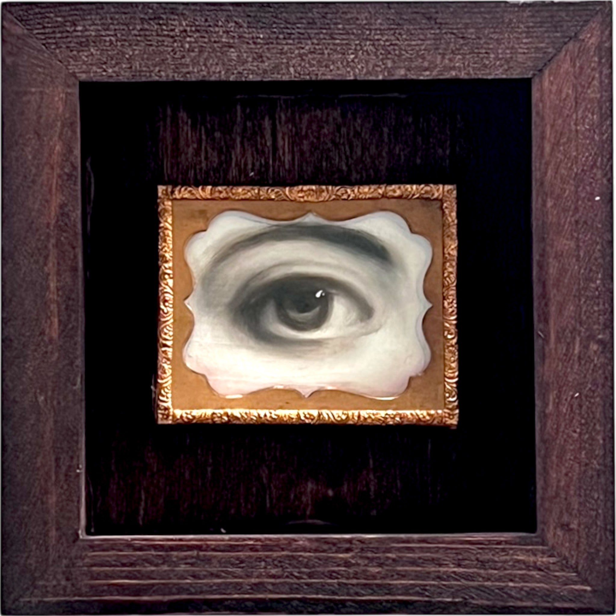 No. 2402 Lover's Eye Painting in an Antique Daguerreotype Frame (5")