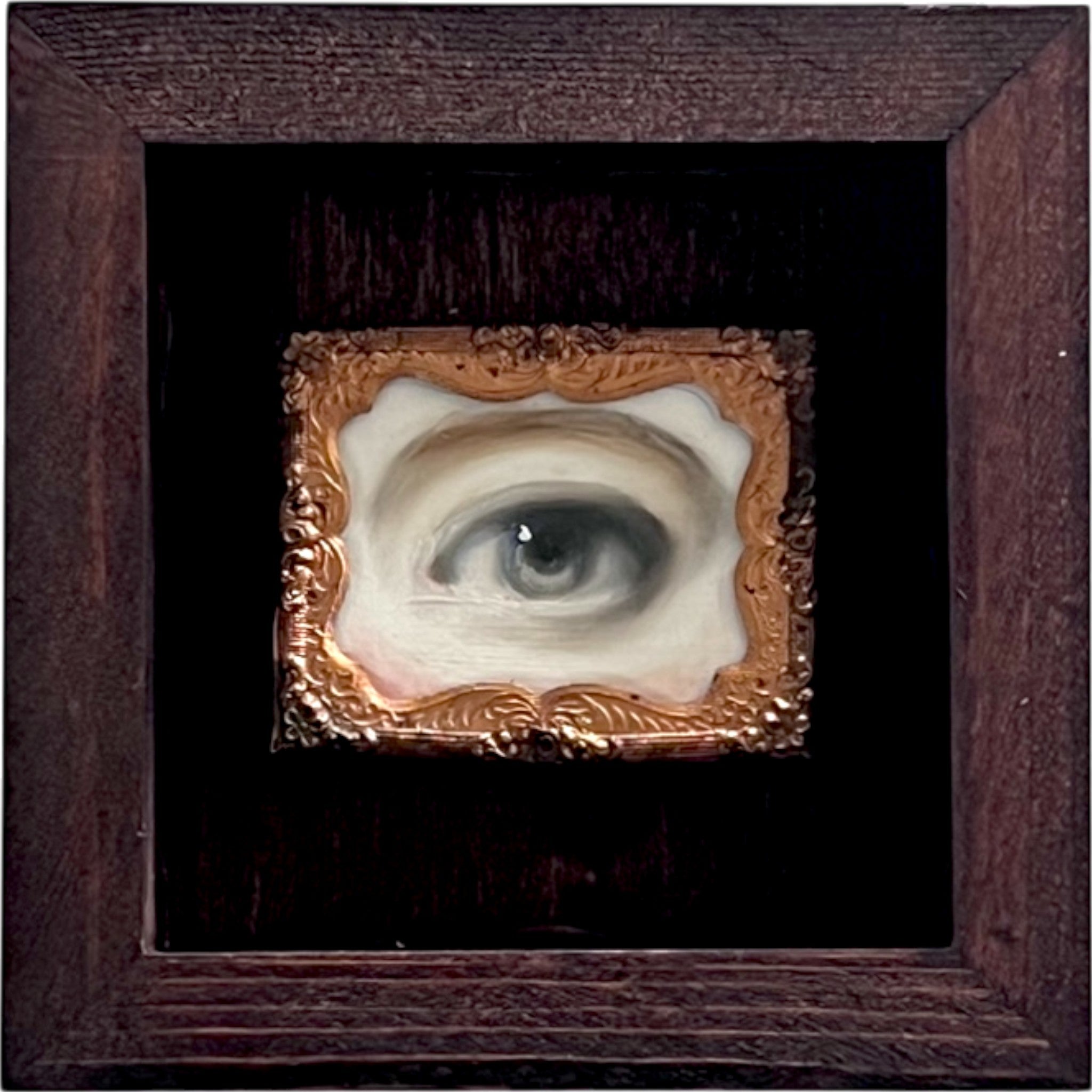 No. 2403 Lover's Eye Painting in an Antique Daguerreotype Frame (5")