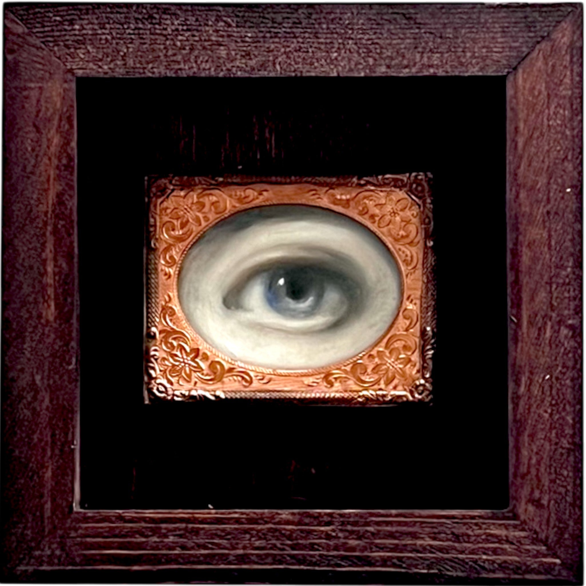 No. 2392 Lover's Eye Painting in an Antique Daguerreotype Frame (5")