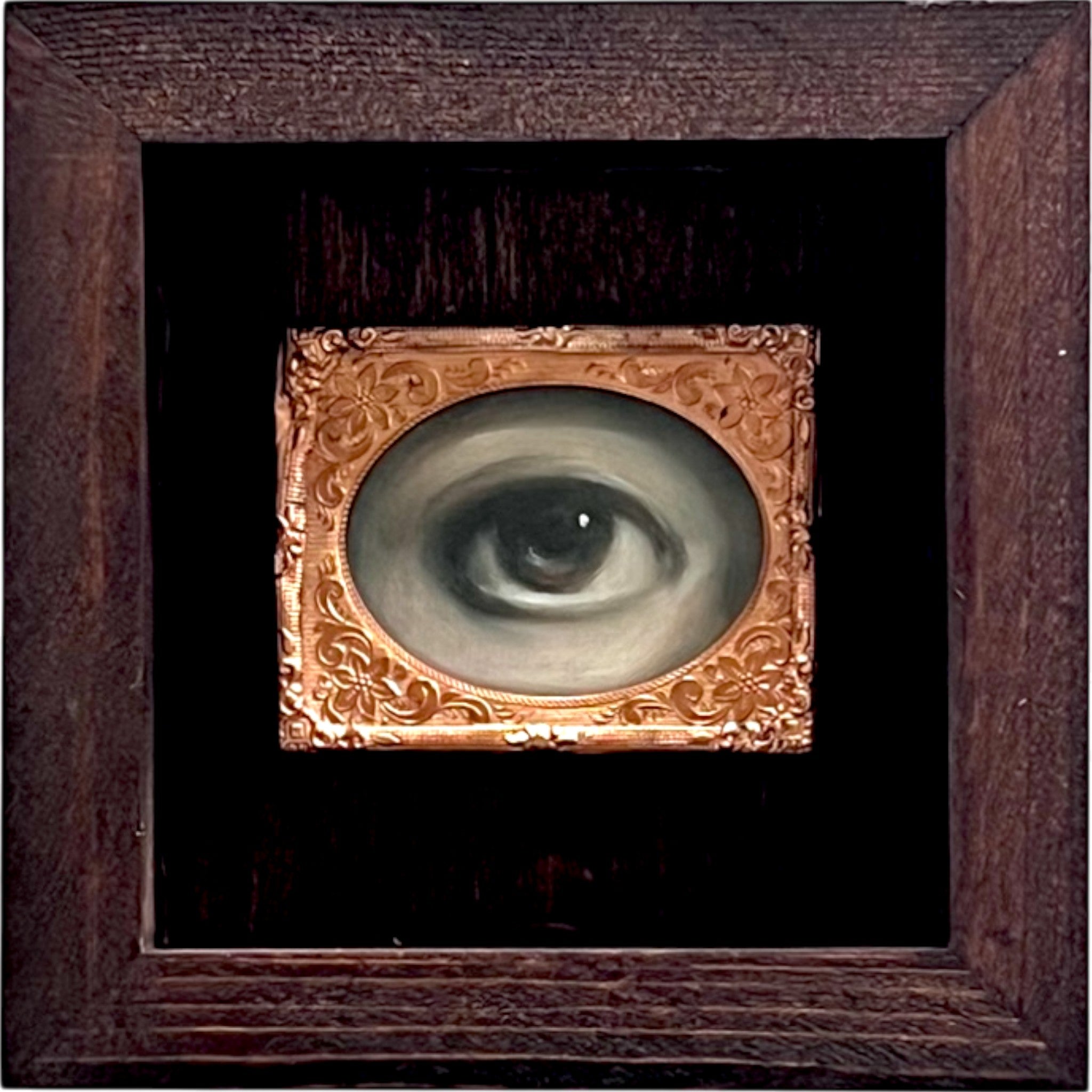 No. 2395 Lover's Eye Painting in an Antique Daguerreotype Frame (2.5"x2")