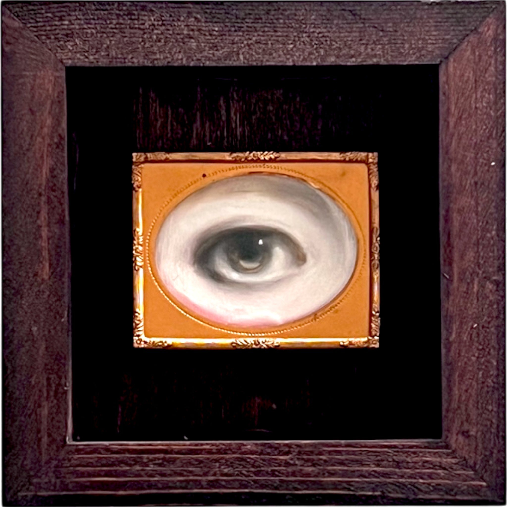 No. 2398 Lover's Eye Painting in an Antique Daguerreotype Frame (2.5"x2")