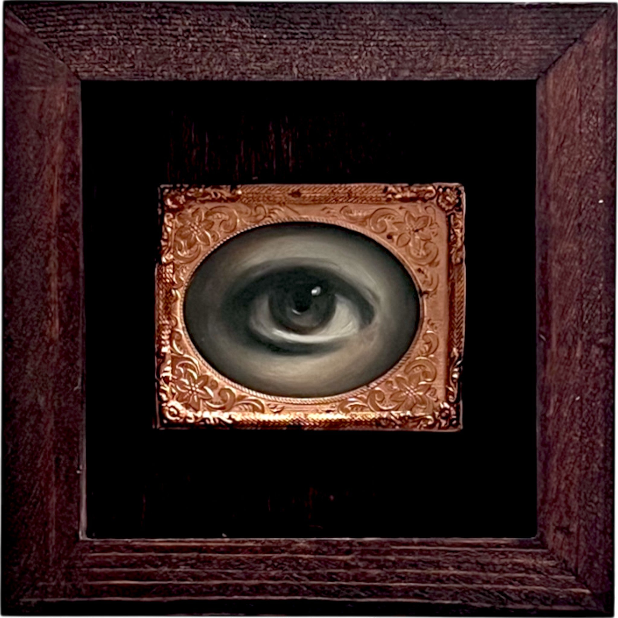 No. 2399 Lover's Eye Painting in an Antique Daguerreotype Frame (2.5"x2")